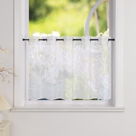 "Two-Piece" Semi-Transparent Curtain Country House Kitchen Curtain Bistro Curtain White with Eyelets