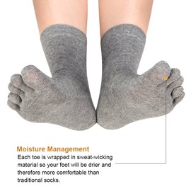 Meaiguo Women's Toe socks Cotton Crew Five Finger Socks For Running Athletic 4 Pack(black/grey/coffee/green)