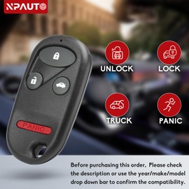NPAUTO Key Fob Replacement Fits for 1996-2002 Honda Accord, Civic, Prelude, S2000 - Keyless Entry Remote Control Car Key Fobs, A269ZUA101, 39950-S01-A01