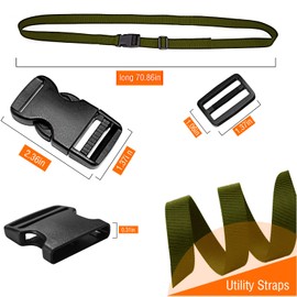Premium Utility Straps with Quick Release Buckle Adjustable Short Nylon Tie Down Straps for Backpack Tactical Lashings Camping Gear Sleeping Bag Mattress Conveyor Belt Luggage