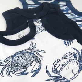 HonestBaby Multipack Short Romper Sets and Dresses 100% Organic Cotton for Infant Baby and Toddler Boys, Girls, Unisex, 3-Pack Indigo Stripe, 3-6 Months