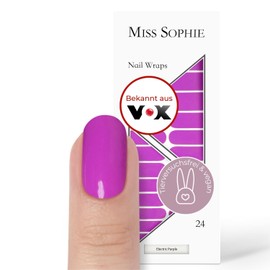 Original Miss Sophie Nagelfolien Neon Electric Purple I 24 ultra-dünne Nagellack-Streifen in Neon Lila I Für Finger- & Fußnägel I Hält auf Natur- sowie lackierten, Acryl-, Gel- & Shellac-Nägeln