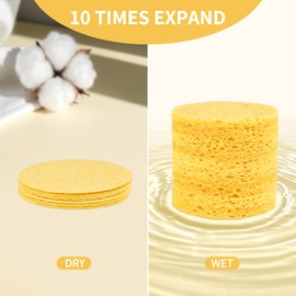 100-Count Compressed Facial Sponges, Natural Cosmetic Spa Sponges for Facial Cleansing, Exfoliating Mask, Makeup Remover, Travel Face Sponges - Yellow