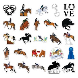 Equestrian Stickers for Laptop(50 PCS),Gift for Children Teens Adults Girl Boys,Waterproof Stickers for Water Bottle,Cartoon Horse Vinyl Stickers for Scrapbook,Skateboard,Bike,Phone,Dairy