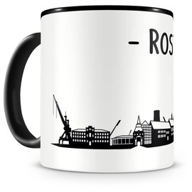Samunshi® Rostock Skyline Coffee Cup / Tea Cup Height 95 mm / D 82 mm Black
