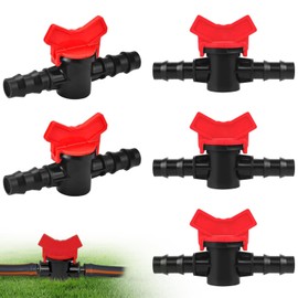 Valve for Water Pipes, Water Supply Hoses, Stop Faucet with Water Volume Control Valve, Set of 5, Emergency Stop Valve, Cross Bar Connector, Adjustable Hose Valve, Suitable for Aquariums, Home