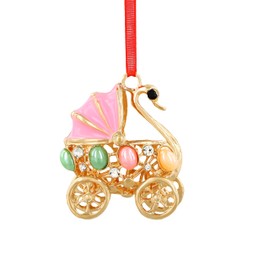 SICOHOME Babys First Christmas Ornament 2024 - Baby Carriage Christmas Ornament with Rhinestones Newborn Baby 1st Stroller Christmas Ornament Girl Boy for Son Daughter Grandson Granddaughter - Red