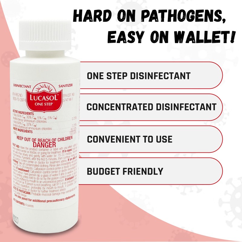 Lucasol One Step Disinfectant, All Purpose Cleaner Disinfectant For Hospitals,