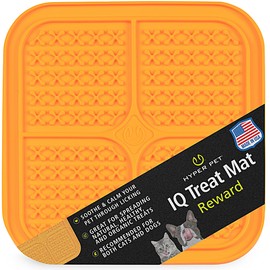Hyper Pet IQ Treat Lick Mat for Dogs, Dog Slow Feeders & Cat Lick Mat, Alternative Slow Feeder Dog Bowl and Cat Bowl, Dog and Cat Puzzle Calming Feeder, Orange - Large