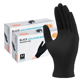 200 Guantes de Nitrilo Vinil de Alta Calidad Color Negro, Sin Látex, Sin Polvo, Diseño Ambidiestro, Ajuste Perfecto, Desechables y Resistentes Talla Mediana