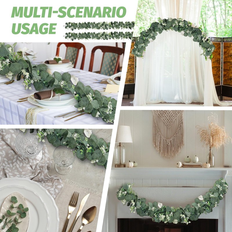 2 PCS Eucalyptus Garland, 5.9FT Greenery Garland Artificial Greenery Vines