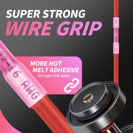 100 Pcs Heat Shrink Butt Connectors, Marine Grade Insulated Crimp Wire Heat Shrink Wire Connectors, Suitable for Boats, Automotive, Industrial, Home (Awg 22-16,Red)