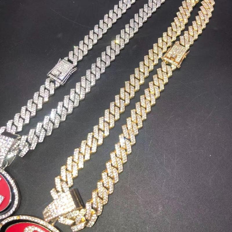 (S F) Oil Drip Pendant Necklace Cuban Chain Choke Chain