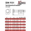 SC931 Hexagon Head Screws with Shaft M8 x 70 DIN