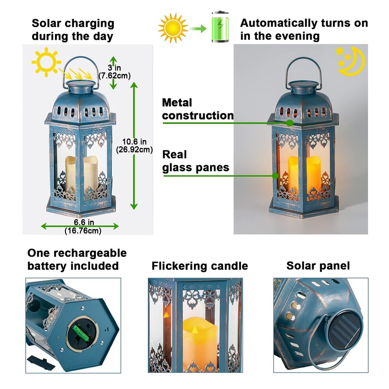 SteadyDoggie Solar Lanterns 2 Pack Blue - Hanging Solar Lights