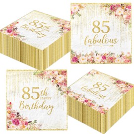 85th Birthday Napkins,40pcs 85th Birthday Party Decorations Paper Napkins Disposable Rose Gold Happy 85th Birthday and 85 Fabulous Napkins 85th Birthday Napkins for Women Men