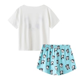 MyFav Women's Pyjamas, Comfortable, Stylish, Cat Cartoon Print, Sleepwear, panda