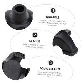 Beavorty Four Legged Hiking Pole Tips Rubber Replacement for Walking Sticks Skid Outdoor Accessories Stable Grip Concrete and Gravel Black