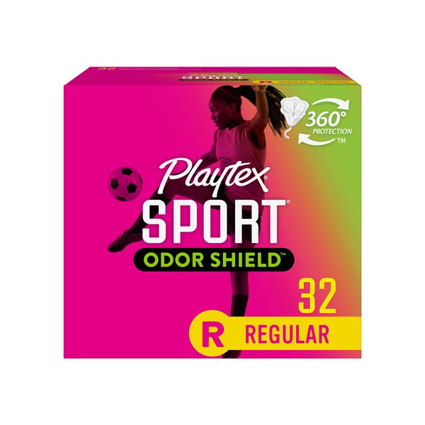 Playtex Sport Odor Shield Tampons, Regular Absorbency, Unscented - 32ct