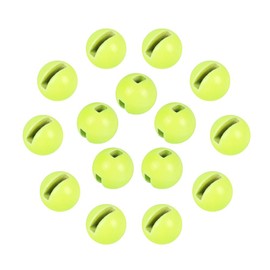 MUUNN 50pcs Tungsten Slotted Beads for Fly Tying,12 Colors/13 Sizes Tungsten Beads Heads Slotted Fly Tying Materials（Fluo Yellow,2.5mm