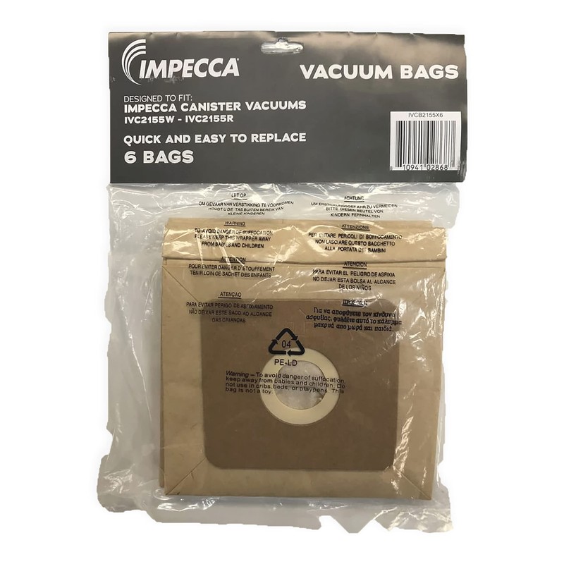 IMPECCA 2L Replacement Vacuum Bags Made to fit Impecca Canister