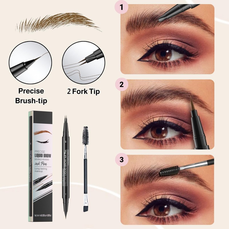 Eyebrow Pencil, 2-in-1 Double-ended Eye Brow Pen, Microblading Eyebrow Pen