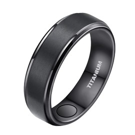 JEROOT 5mm 8mm Titanium Magnetic Ring for Men Women Unisex, Magnetic Band with 3500 Gauss Magnets, Polished Matte Comfort Fit Ring with Jewelry Gift Box