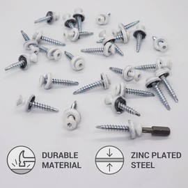 Pack of 30 Metal Roofing Screws Torx 4.8 x 35 mm Painted Self-Drilling Screws with EPDM Washers, Tapping Screw (30, Pure White RAL 9010)