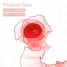 sourcing map 5.5" x 5.5 Yards Ruffle Pleated Organza Trim Iridescent Pleated Lace Trim Ribbon Sewing Lace Fabric Trim for DIY Craft Dress Clothing Wedding Gift Home Decoration, Red