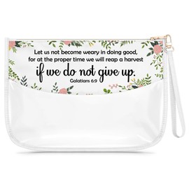 Gfhzdmf Christian Gifts for Women Faith Makeup Bag Religious Confirmation Gifts Inspirational Bible Verse Cosmetic Bag Galatians 6:9 Birthday Christmas Graduation Easter Present for Her Sister Friend