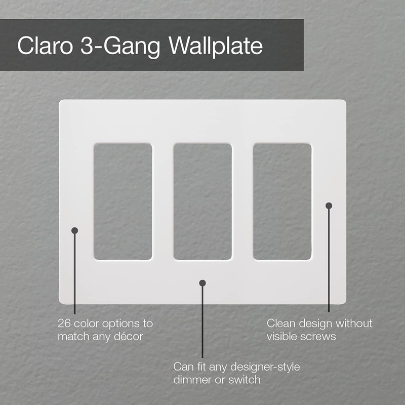 Lutron Claro 3 Gang Decorator/Rocker Wallplate, Gloss | CW-3-BR |