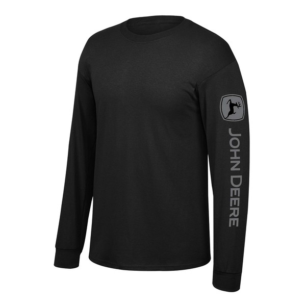 John Deere Solid Long Sleeve Tee with Logo on Sleeve,