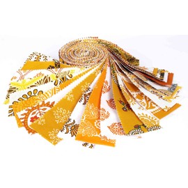 Soimoi 40Pcs Paisleys Print Cotton Precut Fabrics for Quilting Craft Strips 2.5 inches Jelly Roll - Orange