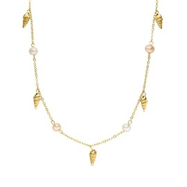 Purelei® Akala Necklace - Fine Jewellery with Shell Pendants & Real Freshwater Pearls, Perfect for Combining, Stainless Steel, Abalone