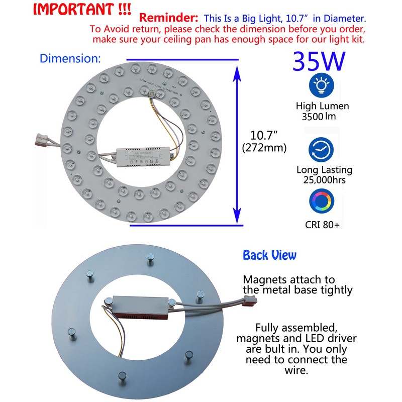 OLYMSTAR 35W 3 CCT LED Light Kit Replacement, LED Panel