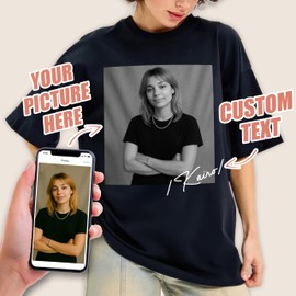 H-DEWALL Custom T Shirts with Name Custom Face Shirts Gifts for Best Friend Vintage Shirt for Men Women Customized Gifts for Birthday 90s Shirt Aesthetic Outfit