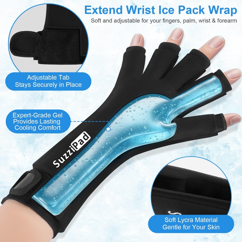 SuzziPad 2PK Hand Ice Pack for Fingers & Forearm, Arthritis