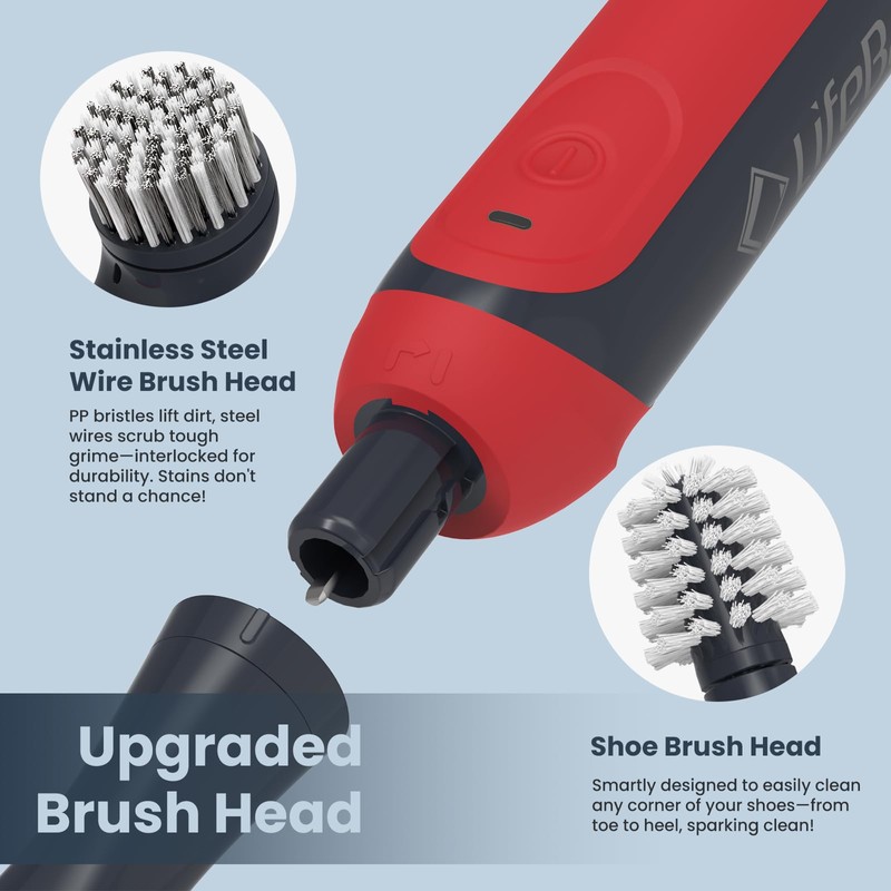 LifeBasis Rechargeable Power Scrubber, Cordless Electric Cleaning Brush, Water Resistant