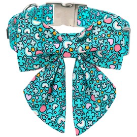 Maca Bates St Patricks Day Dog Collar with Bow Bowtie Irish Clover Dogs Rainbow Cute Clovers Sailor Bow Tie Soft Adjustable Saint Patrick's Shamrock Spring Gift for Small Medium Large Girl Boy Puppy