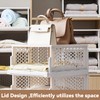 Pull-out Plastic Storage Basket with a Lid,Stackable Closet Organizers Drawer