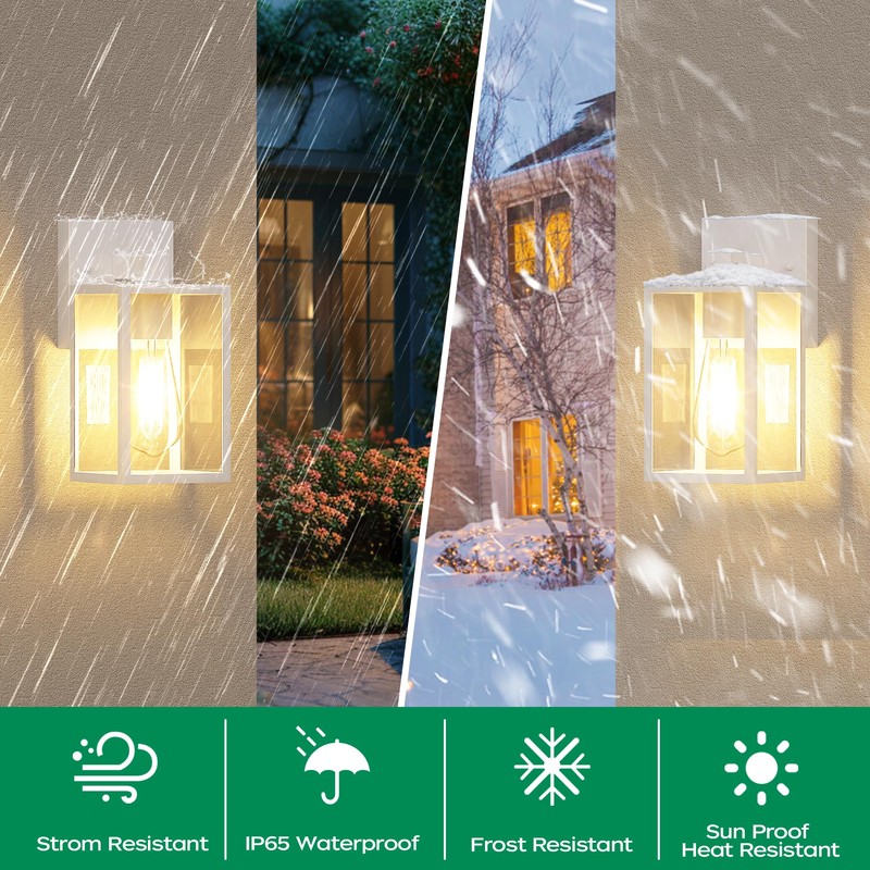 White Outdoor Lights for House, LED Exterior Front Porch Light
