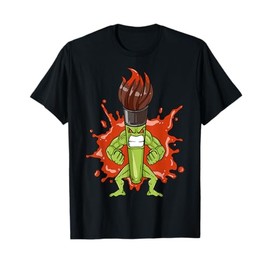 Cartoon Character With Paintbrush For Kids Art Fun T-Shirt