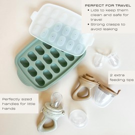 Hippypotamus Baby Food Feeder & Freezer Tray - Silicone Fruit Feeder - Pacifier Teething Toys - 2 Extra Pouches - Set of 2