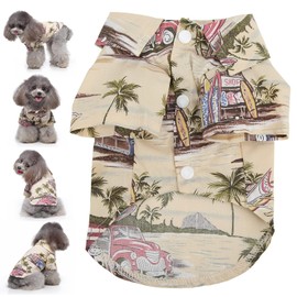 GLOGLOW Camisa Hawaiana para Perros, con Estampado de Palmeras, Ropa Fresca y Transpirable, Ideal para Verano, Paseos, Fiestas, Playa, Viajes, Mascotas Exterior y Actividades al Aire Lib