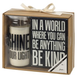 Primitives by Kathy Shine Your Light; in A World Where You Can Be Anything Be Kind Home Décor Gift Set