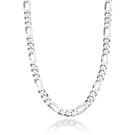 Miabella Solid 925 Sterling Silver Italian 9mm Solid Diamond-Cut Figaro Link Chain Necklace For Men, Made in Italy (Length 22 Inches)