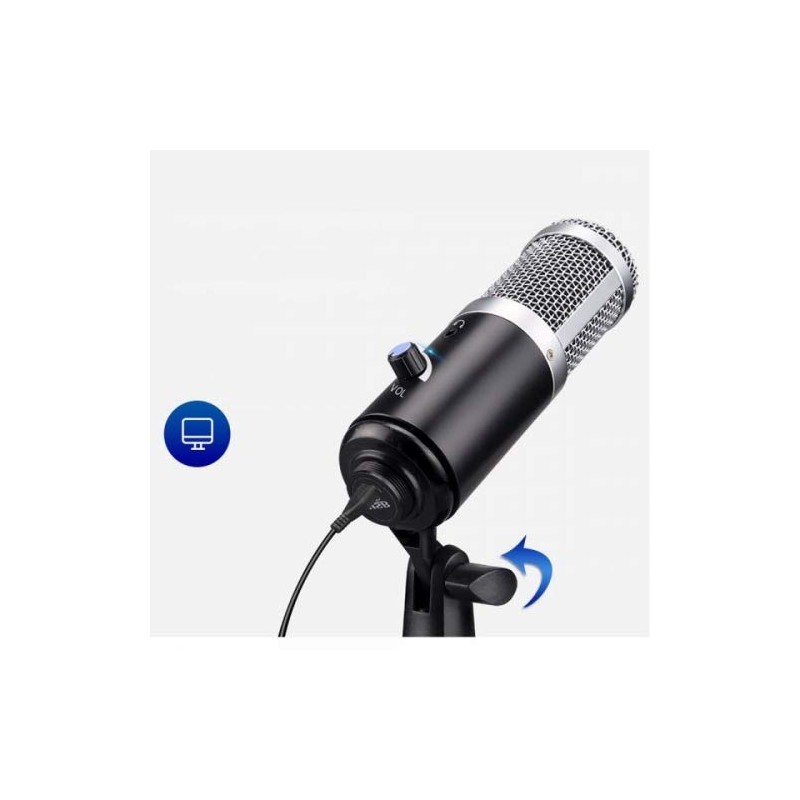 System-S Condenser Microphone USB Connection with Stand in Black