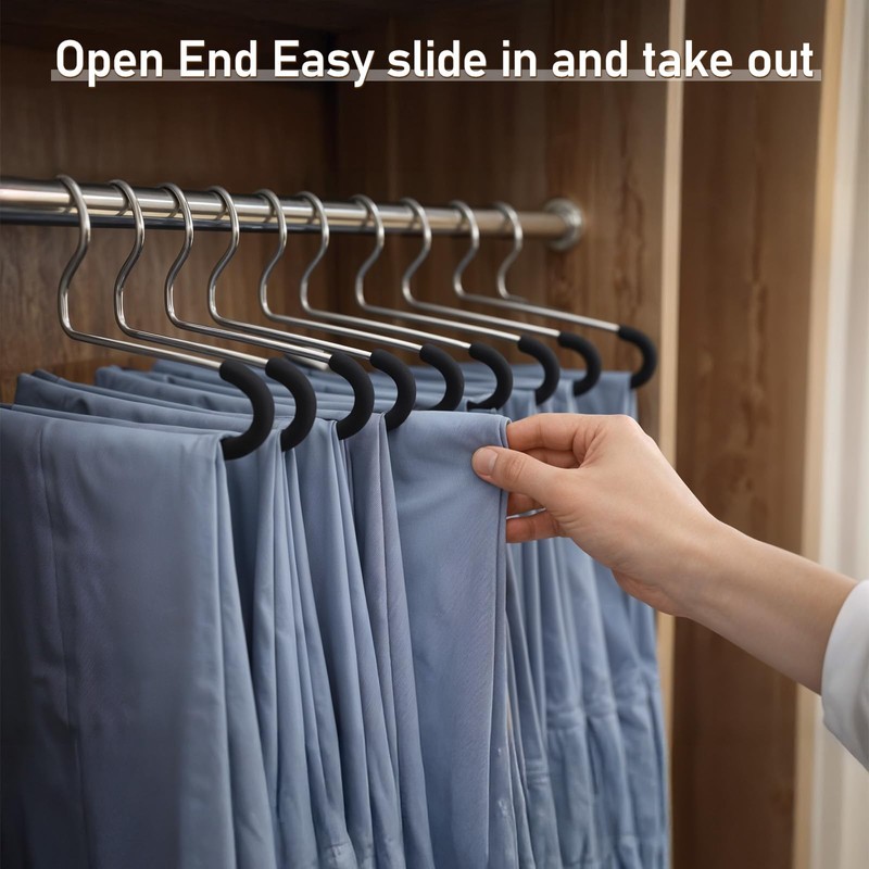 12 Pack 14.4In Pants Hangers Open Ended Heavy Duty Metal