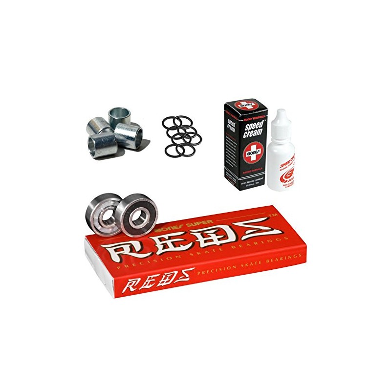 Bones Super Reds Bearings, 8 Pack Set with Spacers, Speed