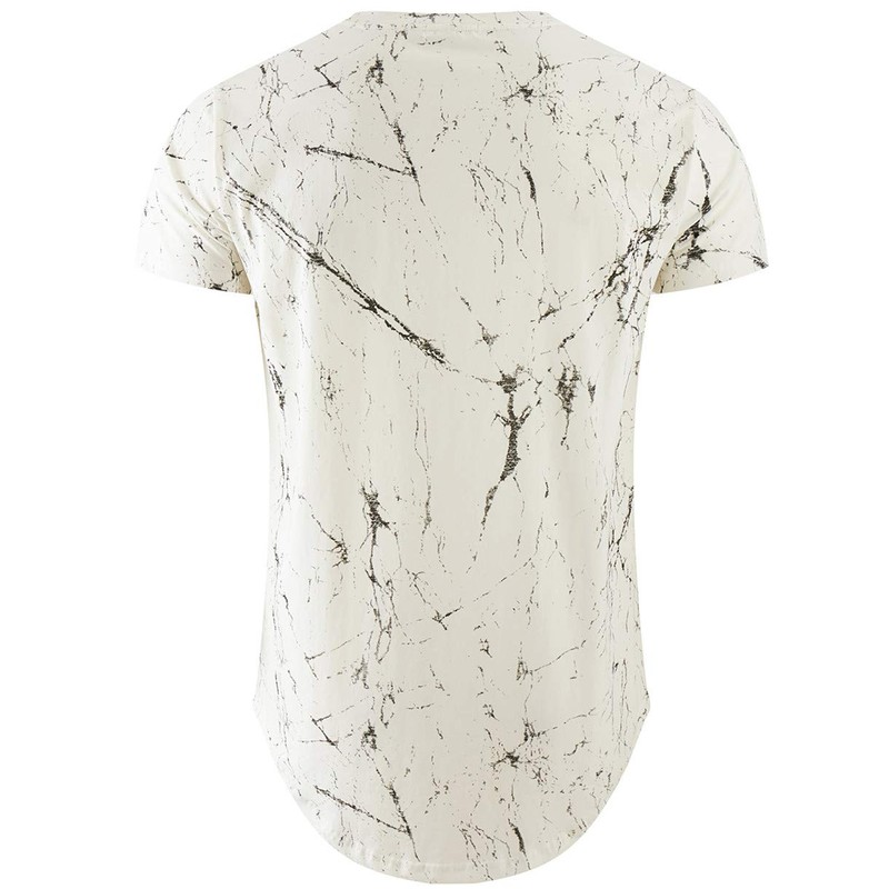 KLIEGOU Mens Hipster Hip Hop Ripped Round Hemline Pattern Print